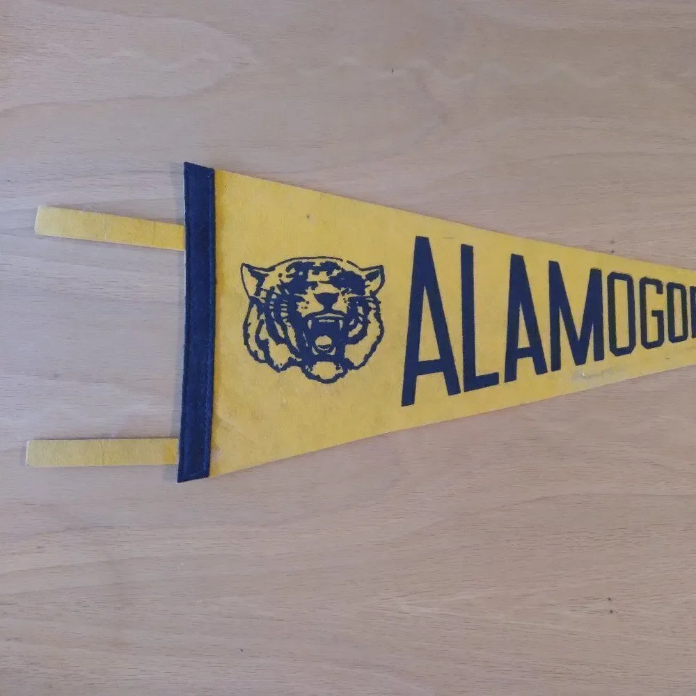 Vintage 60s Alamogordo New Mexico Tiger Pennant Flag